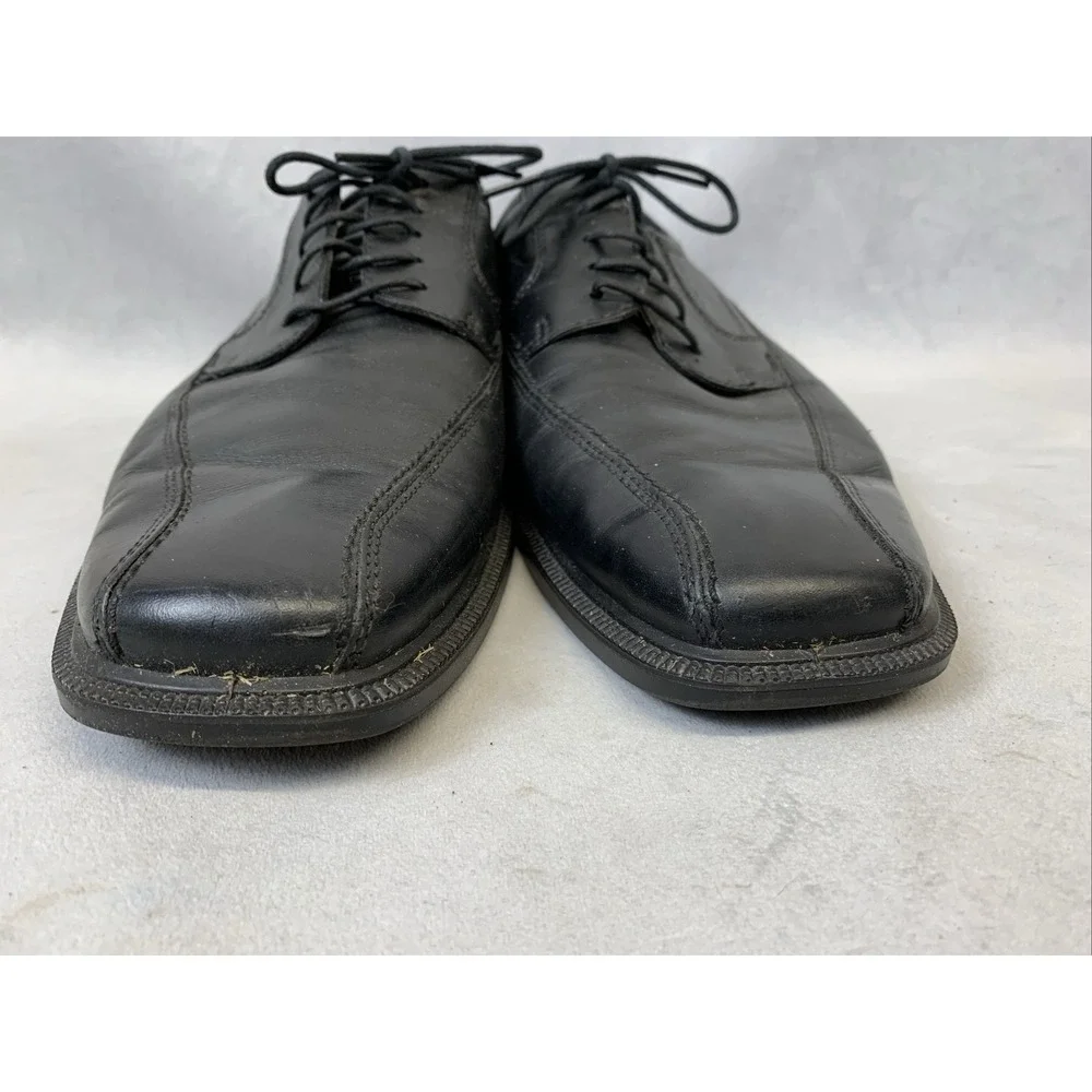 Ecco Shoes Mens Size 13/46 Black Leather Helinski Bicycle Toe‎ Lace Up Oxfords